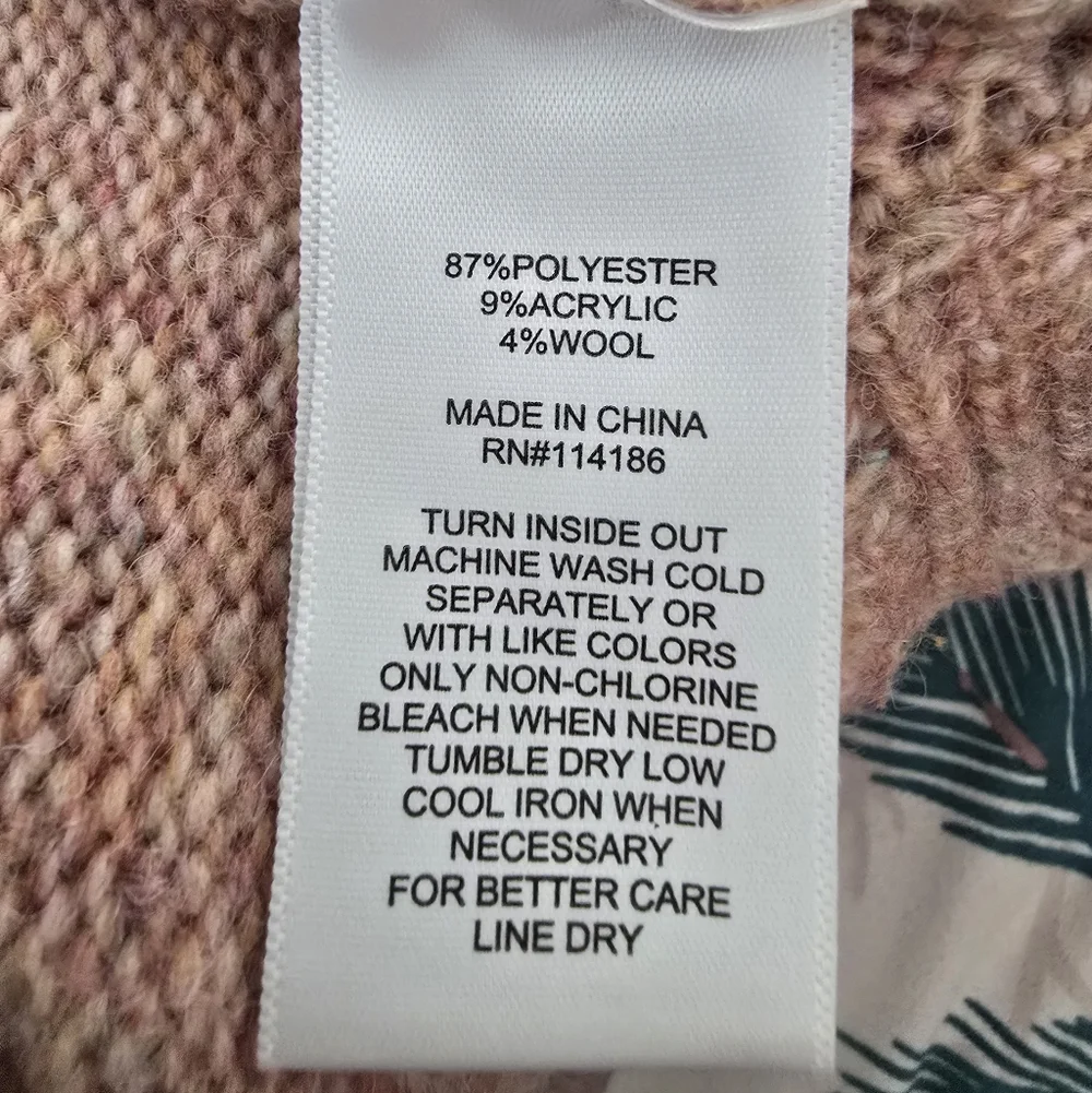 FRYE & CO Puff Sleeve Fancy Knit Boho V Neck Sweater In Apricot NWOT